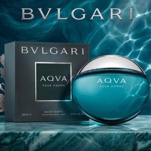 Bvlgari Aqva Pour Homme Eau de Toilette In Deep Teal Blue Glass Bottle
