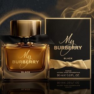 Burberry My Burberry Black Perfume in An Amber Colored Glass Bottle With a Black Ribbon