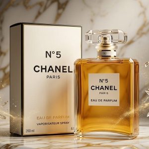 Chanel Golden Amber Perfume Bottle With Transparent Crystal Cap