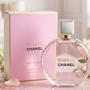 Chanel Chance Eau Tendre Perfume In Soft Pink Glass Bottle With Matching Pink Box