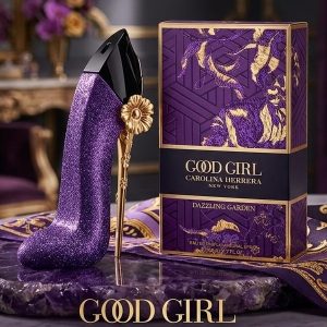 Carolina Herrera Good Girl Perfume In Purple Glitter And Gold Stiletto Bottle