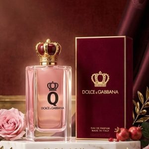 Dolce & Gabbana Q Eau de Perfume In a Pink Glass Bottle With A Red Crown Cap