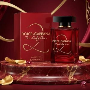 Dolce & Gabbana Red Glass Perfume Bottle With Black Square Cap