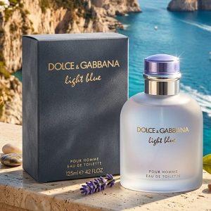 Dolce & Gabbana Light Blue Pour Homme In Frosted White With A Light Blue Cap