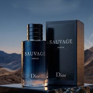 Dior Sauvage Perfum In Deep Navy Blue With A Black Box