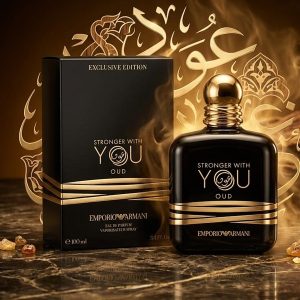 Emporio Armani Rounded Black Perfume Bottle With Metallic Gold Detailing