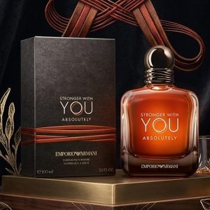 Emporio Armani Perfume In A Black Box With Orange Accents