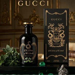 Gucci The Voice Of The Snake Perfume In a Black Bottle With Gold Detailing