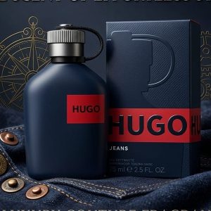 Hugo Navy Blue Perfume Bottle With Red Logo