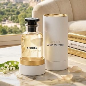 Louis Vuitton Luxury Glass Fragrance Bottle With Soft Gold Perfume And Black Cap