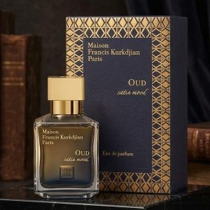 Maison Francis Kurkdjian Oud Satin Mood Navy Blue Glass Perfume Bottle With Gold Cap