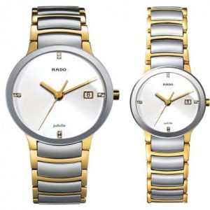 Rado Centrix Gold Silver White Dial 1455 Couple