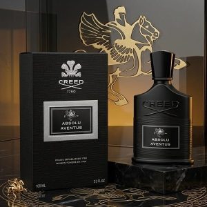 Creed “Absolu Aventus” Perfume In a Matte Black Bottle With a Black Label And Silver Detailing