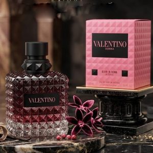 Valentino Studded Glass Perfume Bottle In Red And Black Tones