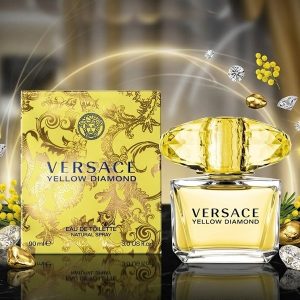 Versace Yellow Diamond Perfume With a Yellow Bottle And Gold Toned Cap