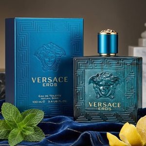Versace Eros Eau de Toilette Perfume in a Turquoise-Blue Bottle