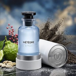 Louis Vuitton Light Blue Transparent Perfume Bottle With a Round Black Cap