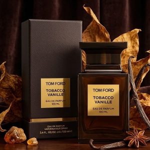 Tom Ford Tobacco Vanille Eau de Perfume Bottle in Dark Brown Glass With Black Cap
