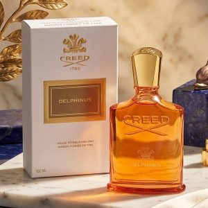 Creed Delphinus Eau de Perfume Bottle in Orange Glass With Gold Tone Cap