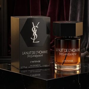 Yves Saint Laurent La Nuit de L’Homme L’Intense Perfume In a Black And Red Gradient Bottle