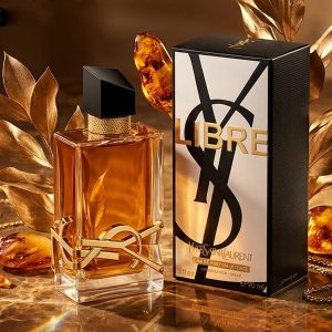 Yves Saint Laurent Libre Eau de Perfume Intense With An Amber-Colored And Gold Accents.